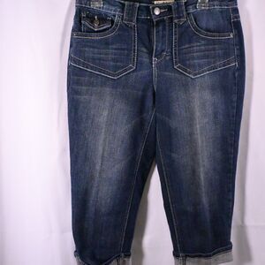 Earl Jean Womens 8 32x19 Blue Cotton Blend Capri Jeans Flap Pockets